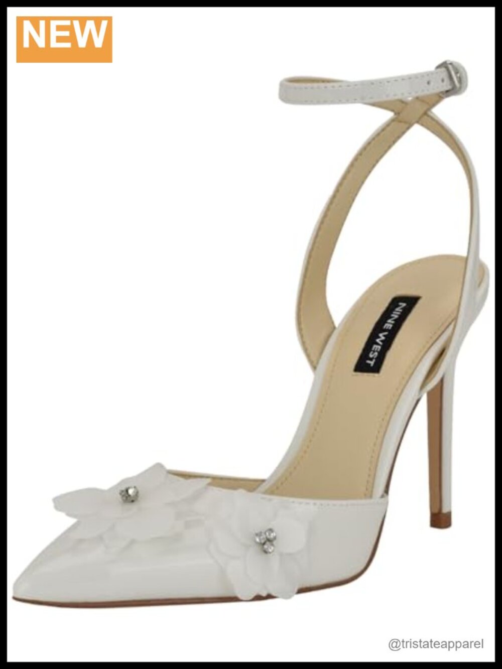 Nine West Fabby Faux Patent Leather Pointed Toe Stiletto Pump Sandals